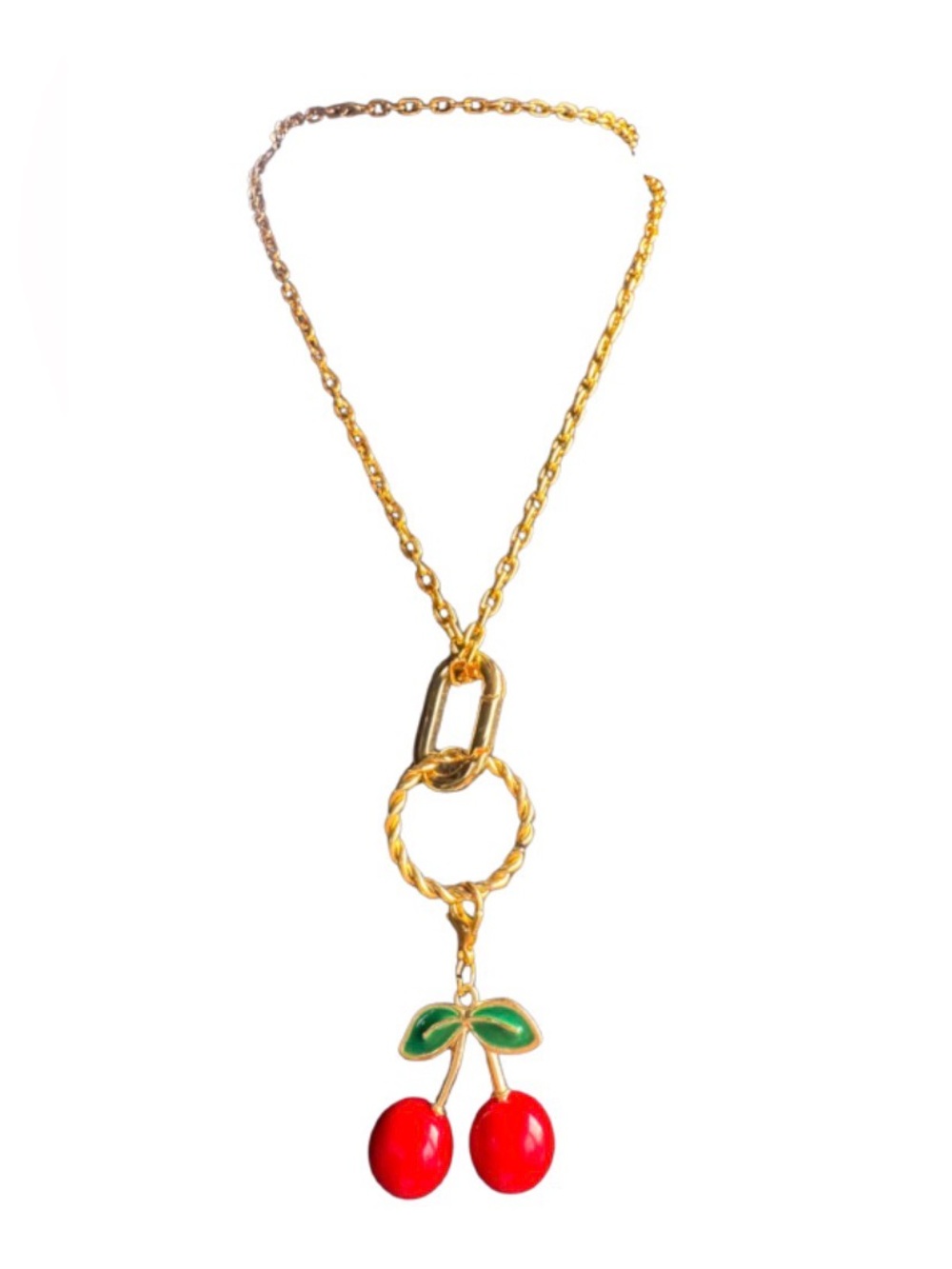 Hand Crafted Charm Necklace with Cherries